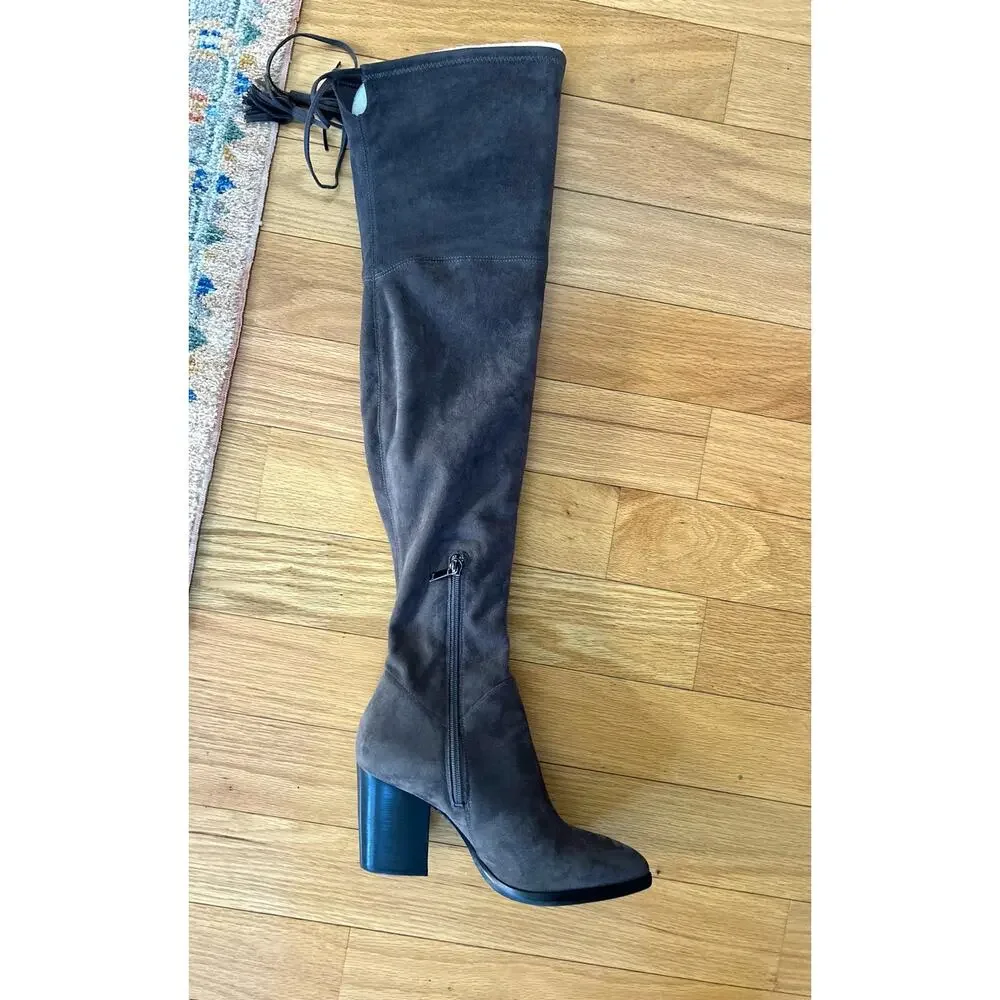 Marc Fisher Grey Faux Suede Over the Knee Heeled Boot
